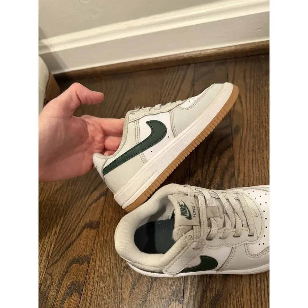 Nike Air Force One White green Little Kids Size 10.5c $90